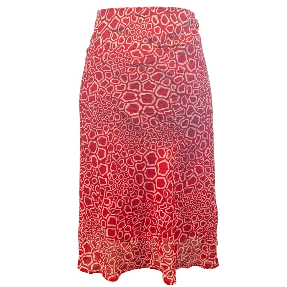 Courtenay‎ Woman Red White Abstract Geometric Print A-Line Skirt Plus Size 20W